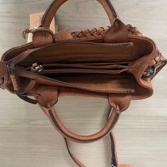 Weaver Leather Crossbody Bag Brown Vintage Handcrafted In India - Picture 5 of 11